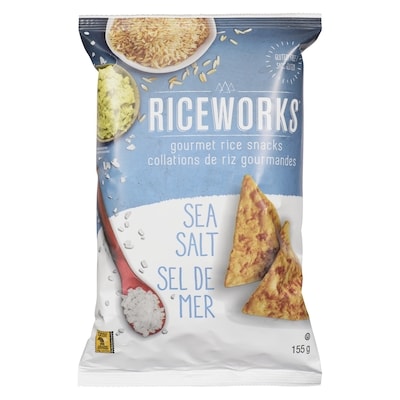 Riceworks Croustilles de riz brun gastronomiques au sel de mer et au sésame noir 156 g, 2,77 $/100g