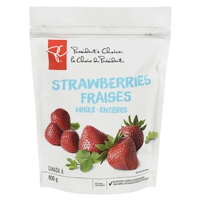 President's Choice Frozen Strawberries, Whole 600 g, $0.67/100g