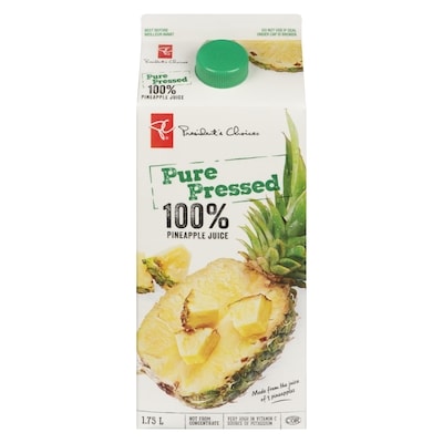 President's Choice Pure Pressed Pineapple Juice 1.75 l, $0.36/100ml