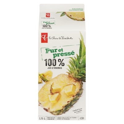 le Choix du Président Jus d'ananas pur et pressé 1.75 l, 0,36 $/100ml