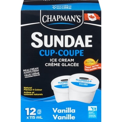 Chapmans Vanilla Ice Cream Sundae Cup 12 ea, $0.79/1ea