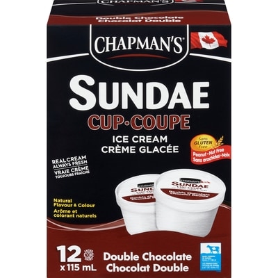 Chapmans Double Chocolate Ice Cream Sundae Cup 12 ea, $0.79/1ea