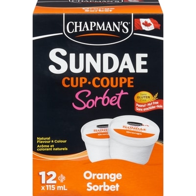 Chapmans Orange Sorbet  Sundae Cup 12 ea, $0.79/1ea