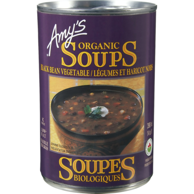 Amys Soupe aux haricots noirs et aux légumes biologique 398 ml, 1,38 $/100ml