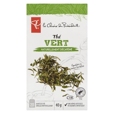 Thé vert, décaféiné naturellement