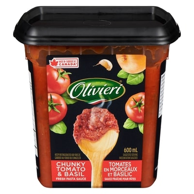 Olivieri Sauce pour pâtes tomates et basilic 600 ml, 1,50 $/100ml