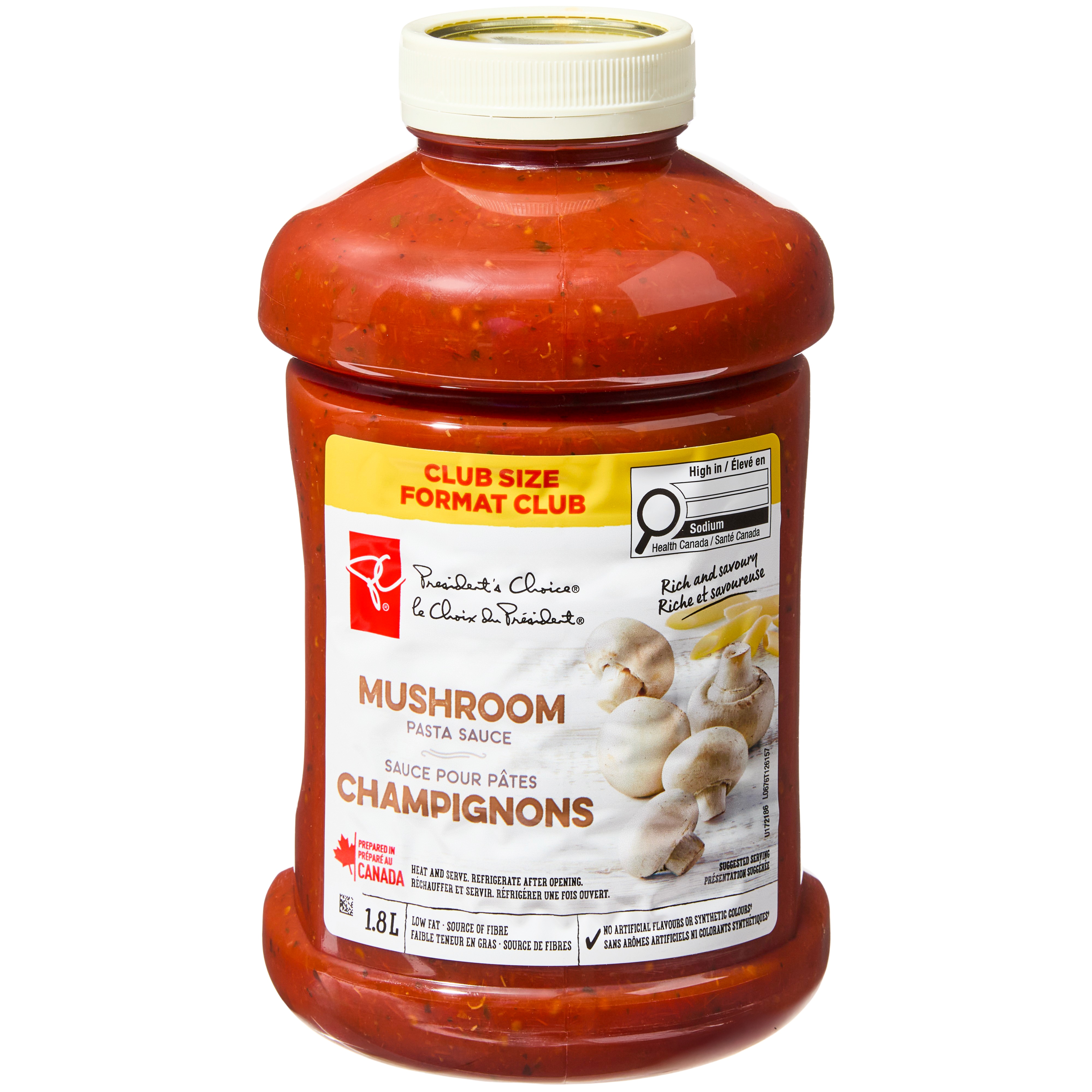 President's Choice Mushroom Pasta Sauce 1.8 l, $0.54/100ml