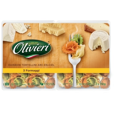 Olivieri Rainbow Tortellini, Cheese, Twin Pack  500 g, $1.00/100g