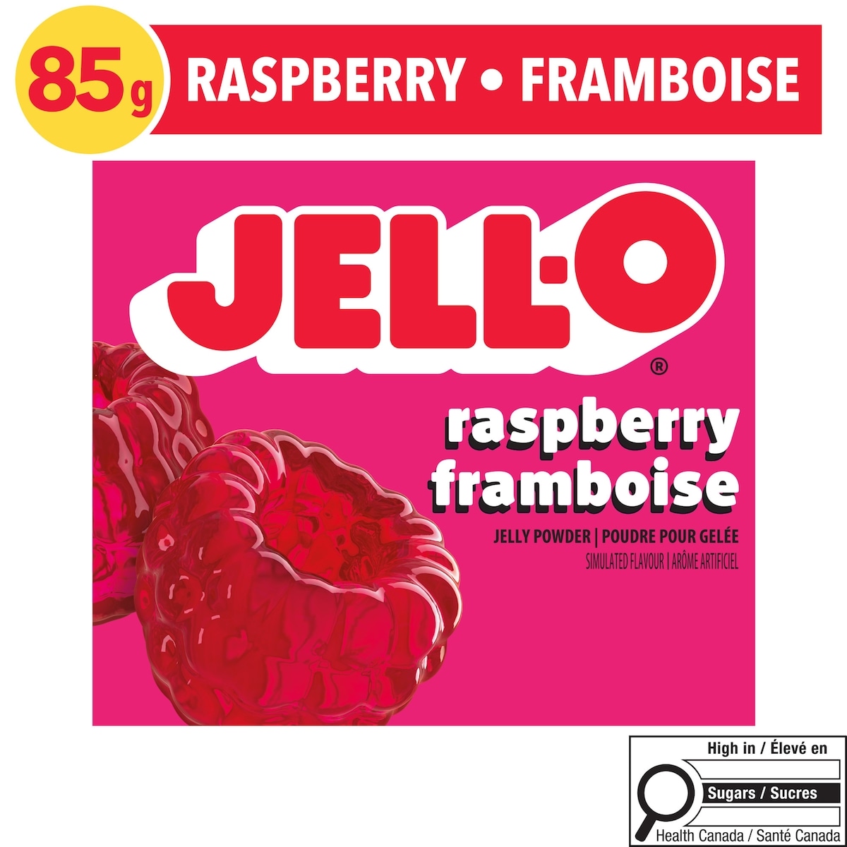 Jell-O Mélange de poudre pour gelée framboise, boîte 85 g, 2,11 $/100g