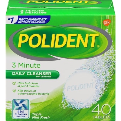 Polident 3 Minute Denture Cleanser 40 ea, $0.15/1ea