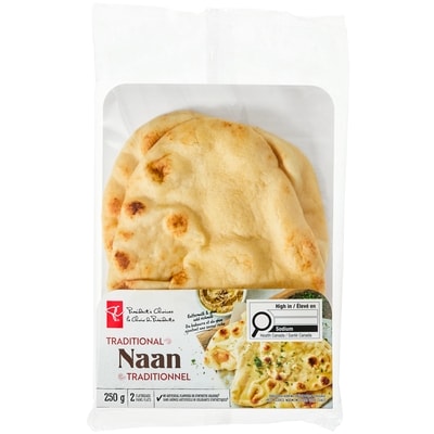 President's Choice Traditional Naan 250 g, $1.40/100g