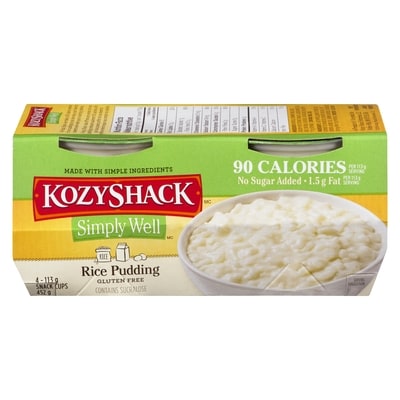 Kozy Shack Rice Pudding Cups No Sugar Added 4x113.0 g, $0.99/100g