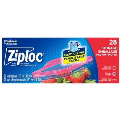 Ziploc Storage Bags Medium, with Stay Open Technology 28 ea, $0.23/1ea