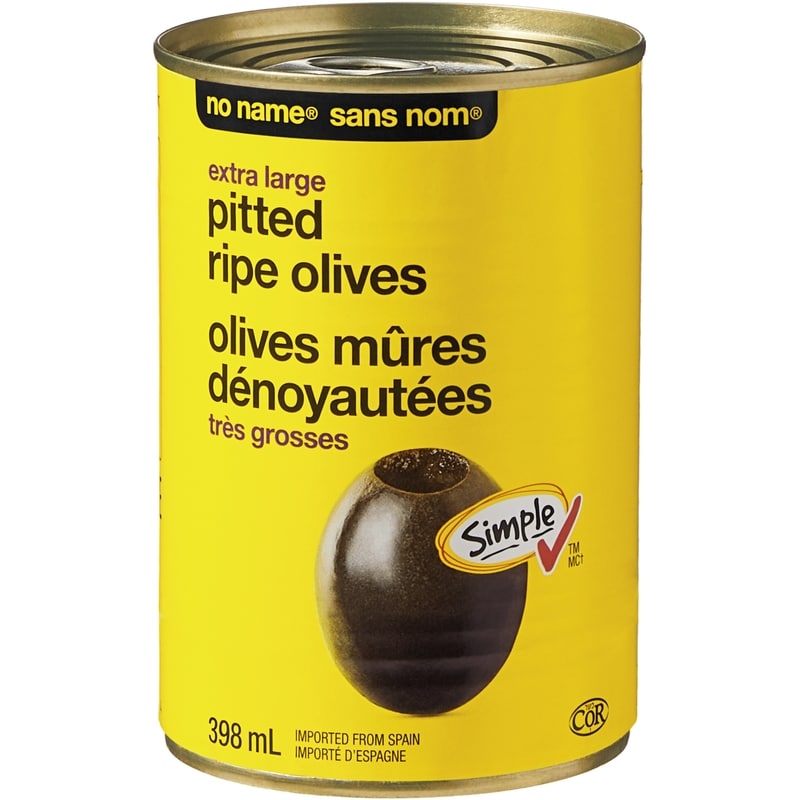 No Name Extra Large Pitted Ripe Olives - 398 ml | No Frills Online