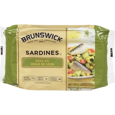 Brunswick Sardines, Soy Oil 106 g, $1.89/100g
