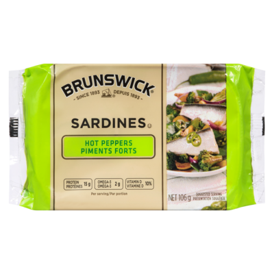 Brunswick Sardines, Hot Peppers 106 g, $2.63/100g