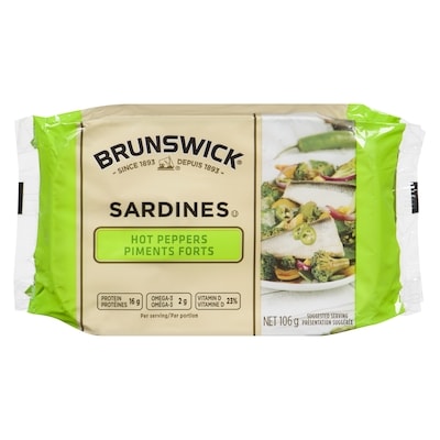 Brunswick Sardines, Hot Peppers 106 g, $1.89/100g