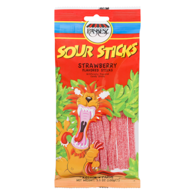 Paskesz Kosher Sour Sticks, Strawberry 100 g, $4.79/100g