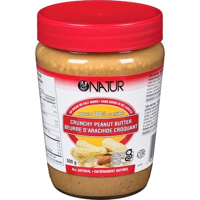 Natur Beurre d’arachide croquant 500 g, 1,30 $/100g