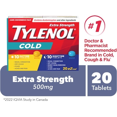 Tylenol Extra Strength Cold, Daytime/Nighttime 20 ea, $0.45/1ea