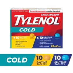 Tylenol Extra Strength Cold, Daytime/Nighttime 20 ea, $0.45/1ea