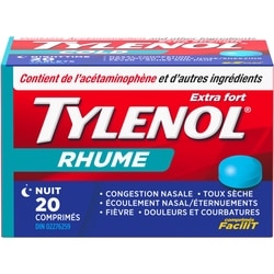 Tylenol Rhume extra-fort nuit 20 ea, 0,42 $/1ch