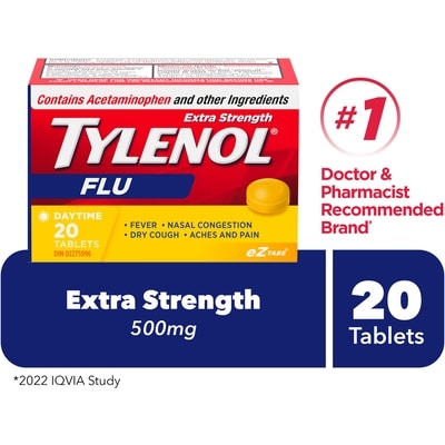 Tylenol Extra Strength Flu, Daytime 20 ea, $0.50/1ea