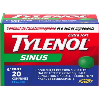 Tylenol Sinus extra-fort nuit 20 ea, 0,50 $/1ch