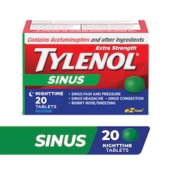 Tylenol Extra fort Sinus Nuit, acétaminophène à 500 mg, comprimés FaciliT 20 ea, 0,50 $/1ch