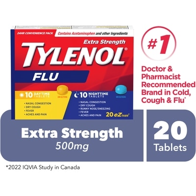 Tylenol Extra Strength Flu, Day/Night Convenience Pack 20 ea, $0.50/1ea