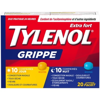 Tylenol Format pratique jour et nuit Grippe extra-fort 20 ea, 0,50 $/1ch