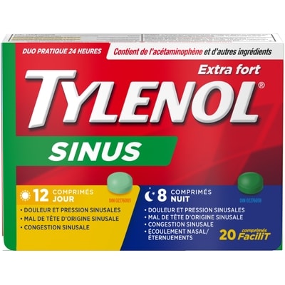 Tylenol Format pratique jour et nuit Sinus extra-fort 20 ea, 0,42 $/1ch
