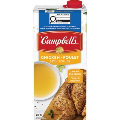 Campbell's 30% Less Sodium Chicken Broth 900 ml, $0.28/100ml