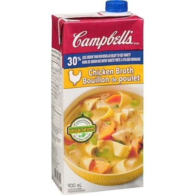 Bouillon de poulet 30% moins de sodium de Campbell’sMD (900 mL)