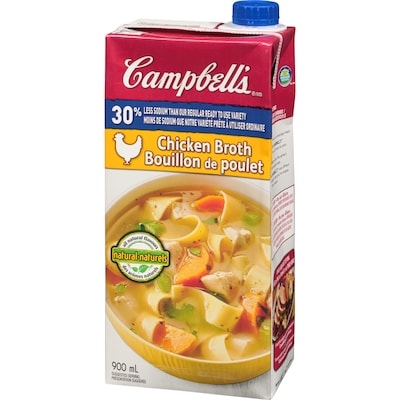 Bouillon de poulet 30% moins de sodium de Campbell’sMD (900 mL)