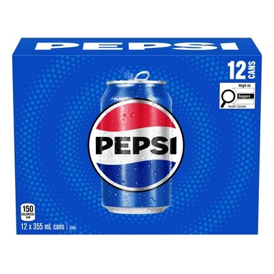 Pepsi Soda,12-pack 12x355.0 ml, $0.20/100ml