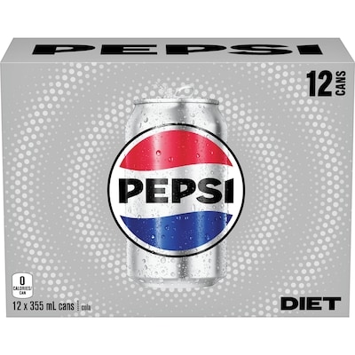 Pepsi Diet Soda 12x355.0 ml, $0.18/100ml