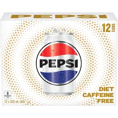 Pepsi Diet Soda Caffeine Free, 12-pack 12x355.0 ml, $0.18/100ml