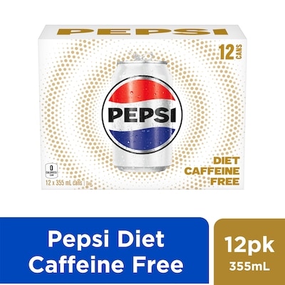 Pepsi Diet Soda Caffeine Free, 12-pack 12x355.0 ml, $0.21/100ml