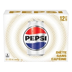 Pepsi Boisson gazeuse diète sans caféine, 355 mL, 12 canettes 12x355.0 ml, 0,18 $/100ml