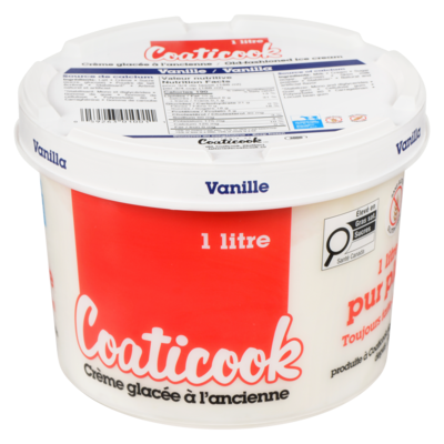 Coaticook Crème glacée à l'ancienne, vanille 1 l, 0,45 $/100ml