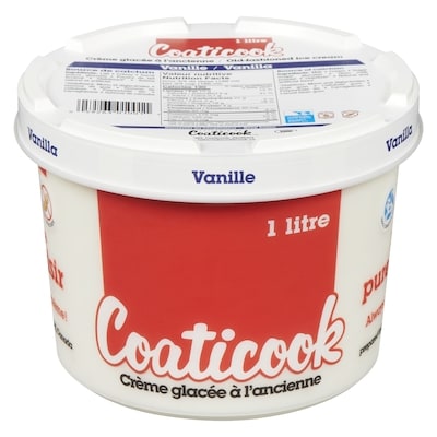 Coaticook Crème glacée à l'ancienne, vanille 1 l, 0,40 $/100ml