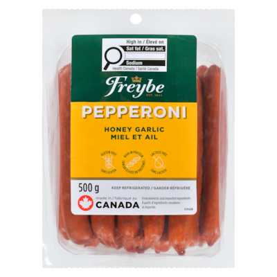 Freybe Pepperoni au miel et à l’ail 500 g, 23,96 $/1kg 2,40 $/100g