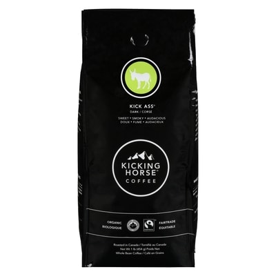 Kicking Horse Organic Fairtrade Dark Roast Whole Bean Coffee, Kick Ass 454 g, $4.18/100g