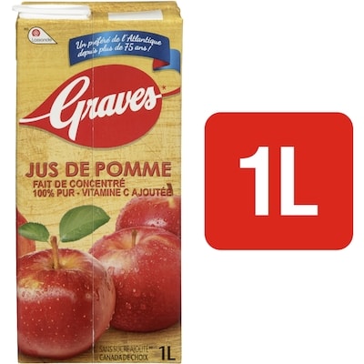 Graves Jus de pomme 1 l, 0,20 $/100ml