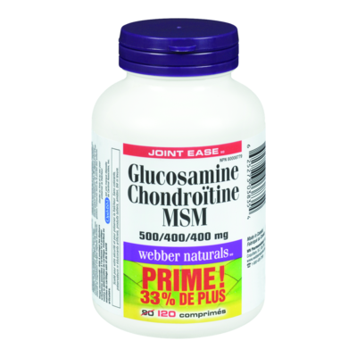 Webber Naturals Joint Ease Tablets Glucosamine Chondroitin Msm 500/400/400 Mg 120 ea, $0.25/1ea
