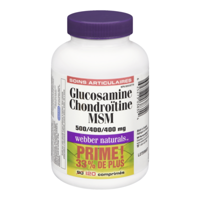 Webber Naturals Glucosamine chondroïtine MSM 120 ea, 0,25 $/1ch