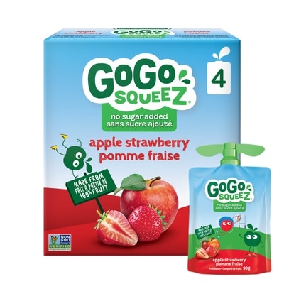 GoGo squeez Squeeze, Apple Strawberry 4x90.0 g, $1.25/100g
