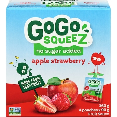 GoGo squeez Squeeze, Apple Strawberry 4x90.0 g, $1.11/100g