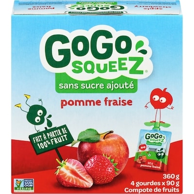 GoGo Squeez Compote aux pommes et fraises 4x90.0 g, 1,11 $/100g